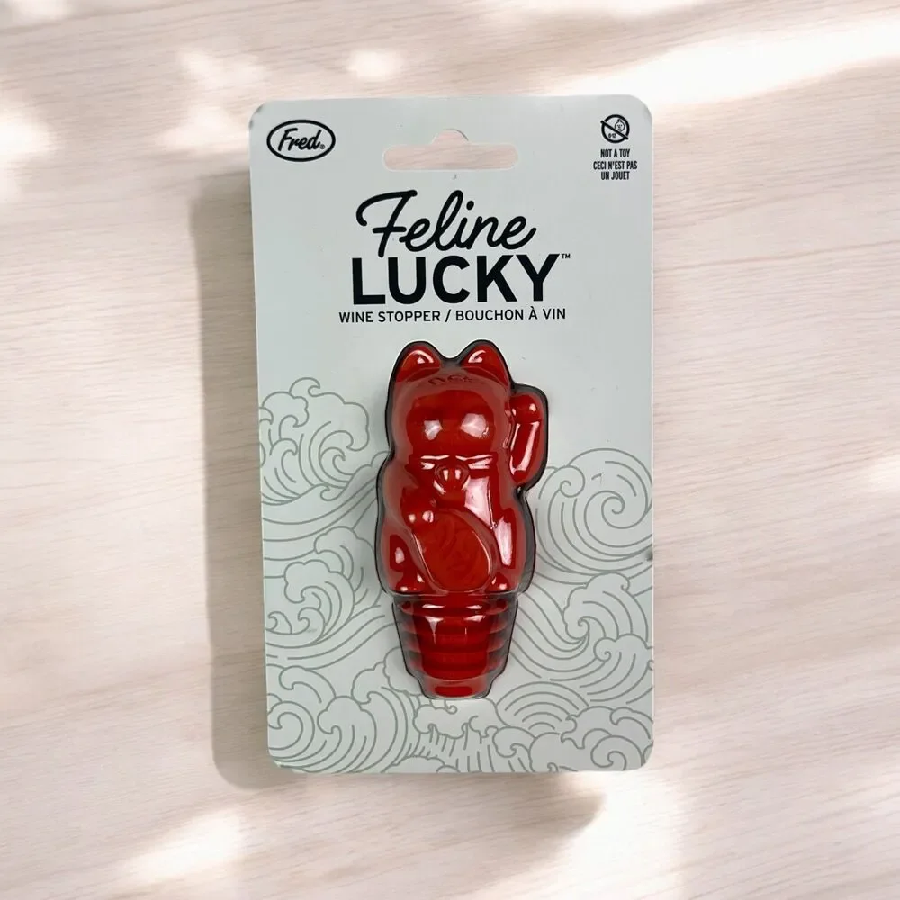 🆕 Fred Feline Lucky Cat Bottle Stopper 😻